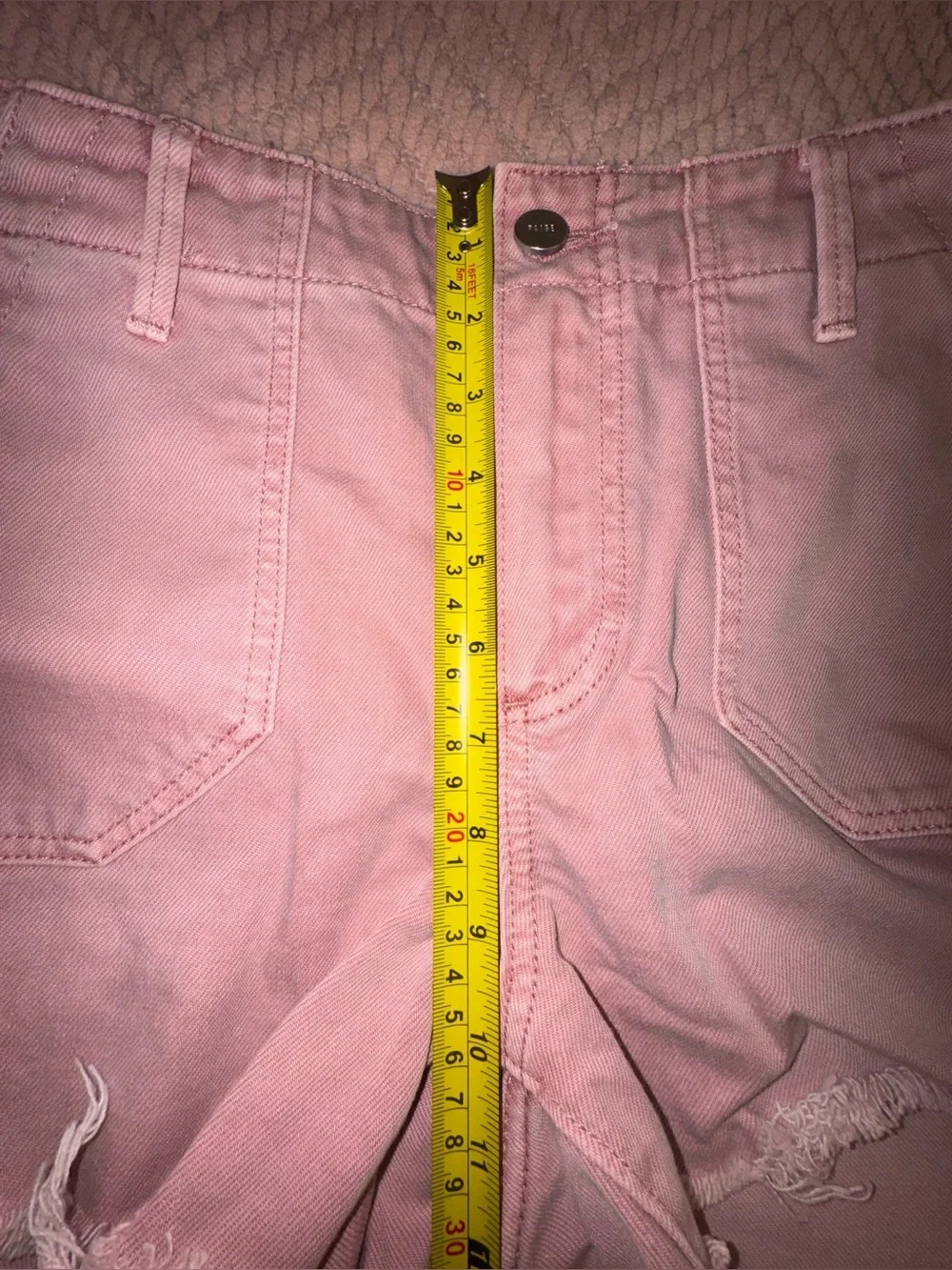 PAIGE London Utility Shorts Pink Frayed Hem High Rise Size 27